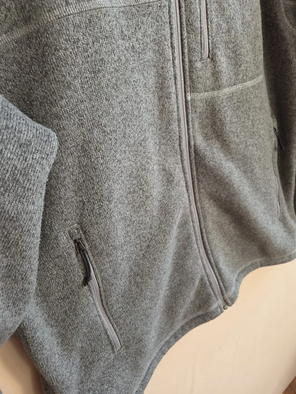 The North Face Jacket Gray Fleece Hooded Full Zip Outdoor Thermal Size Large